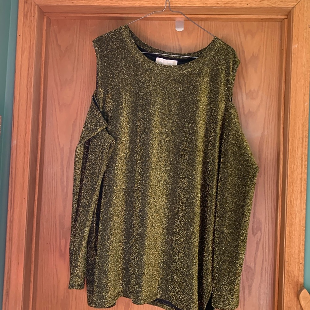 Michael Kors long sleeved dressy blouse in gold and black - brand new